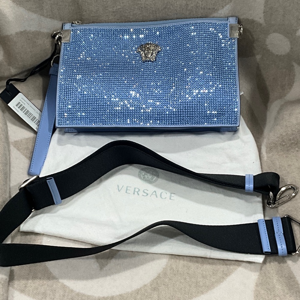 Versace DONNA Glittering Blue Crossbody Bag/Clutch/Wristlet